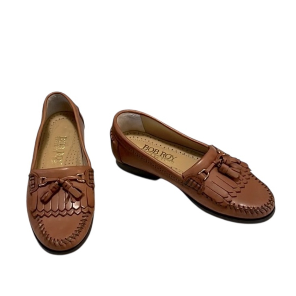Bob Roy Collection Tan Leather Wingtip Loafers Sz 1